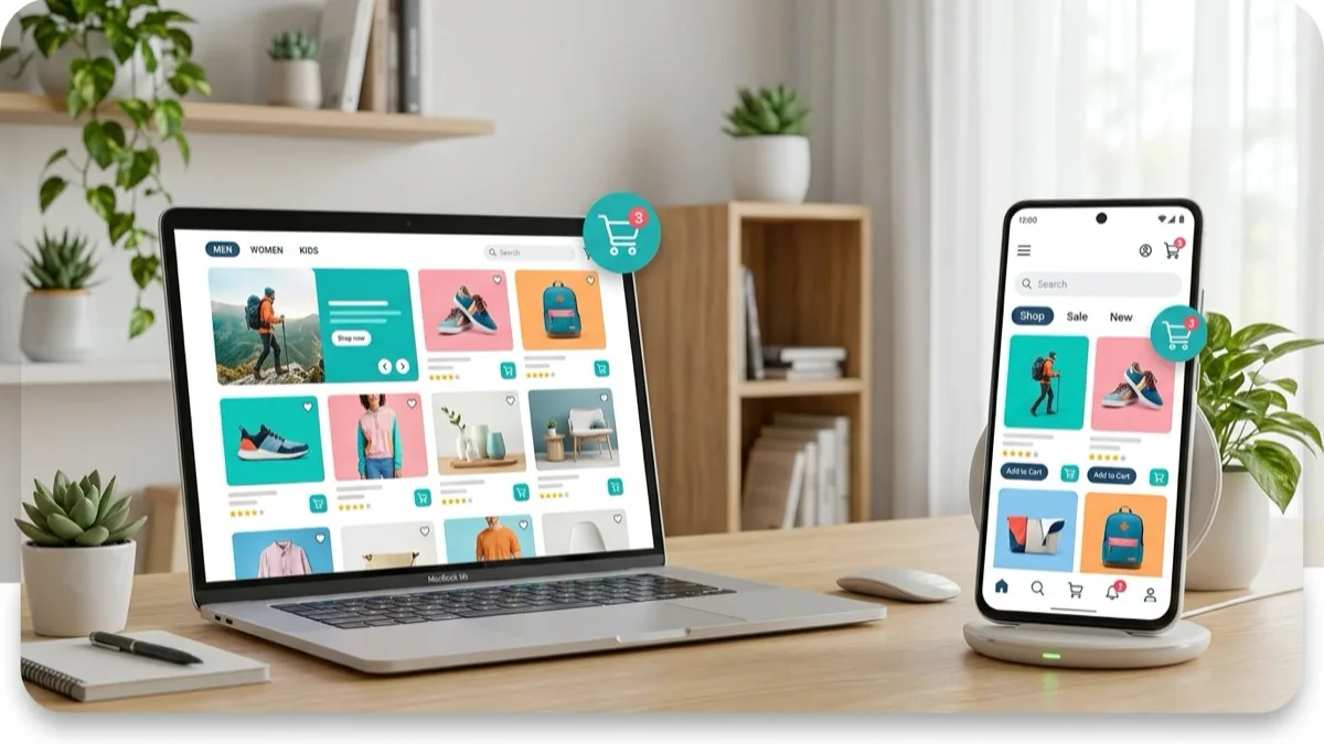 Canadian ecommerce website design showing a Shopify storefront with bilingual product pages, a Canada Post shipping calculator, and Interac payment integration at checkout
