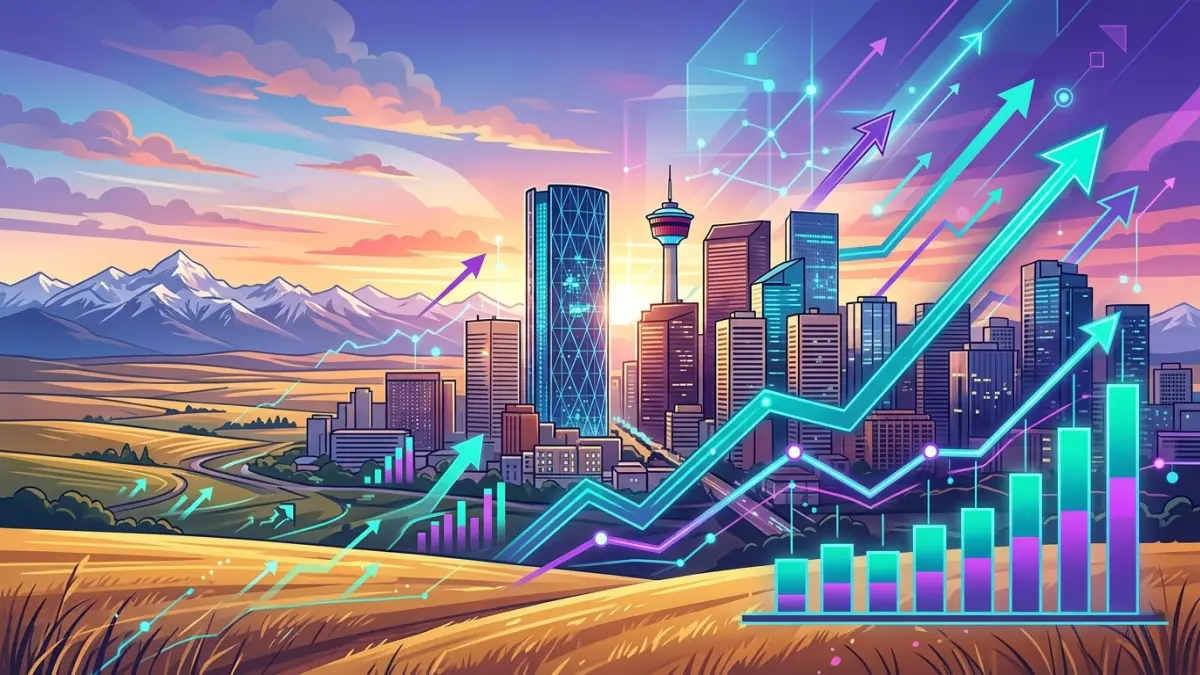 Calgary downtown skyline with the Bow River and Rocky Mountains — SEO strategy for Alberta businesses in 2026