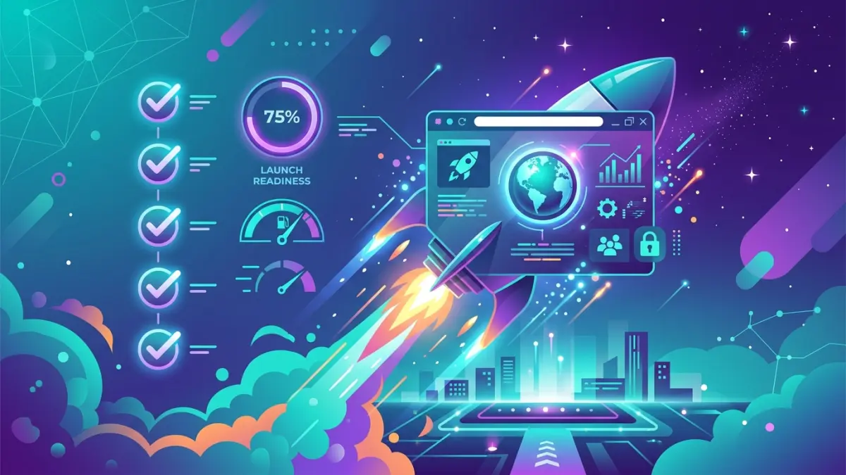 Website launch checklist 2026 showing pre-launch and post-launch tasks across SEO, performance, analytics, security, accessibility, and legal compliance for Canadian websites